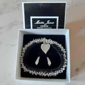 Martin James Of London | Silvertone | Stretch Bracelet & Rhinestone Earring Set